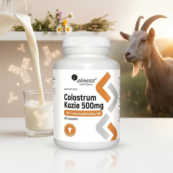 Aliness Colostrum Kozie 500 mg 28% IgG 100 kapsułek
